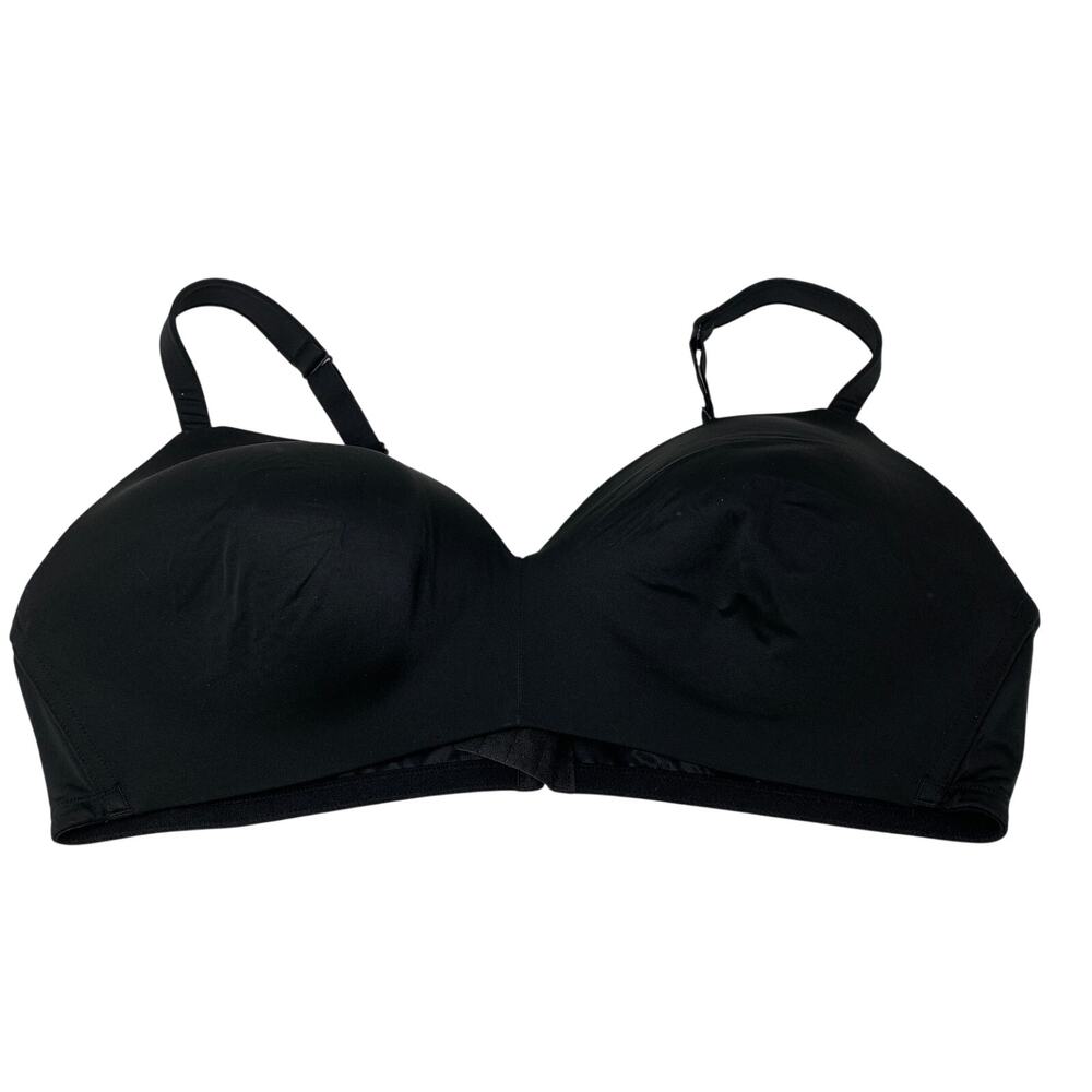 Cacique Lightly Lined T-Shirt No Wire Bra Womens Size 46C Black